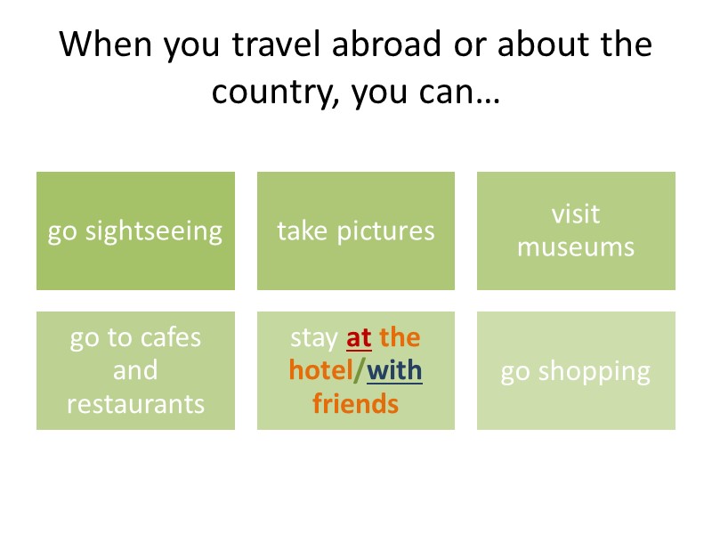 When you travel abroad or about the country, you can…